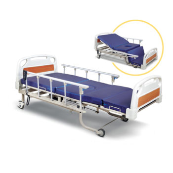 Hospital bed with built in commode