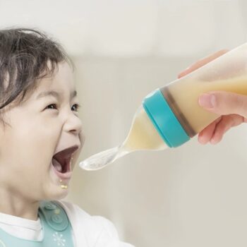 Silicone feeding bottle with spoon - smart baby